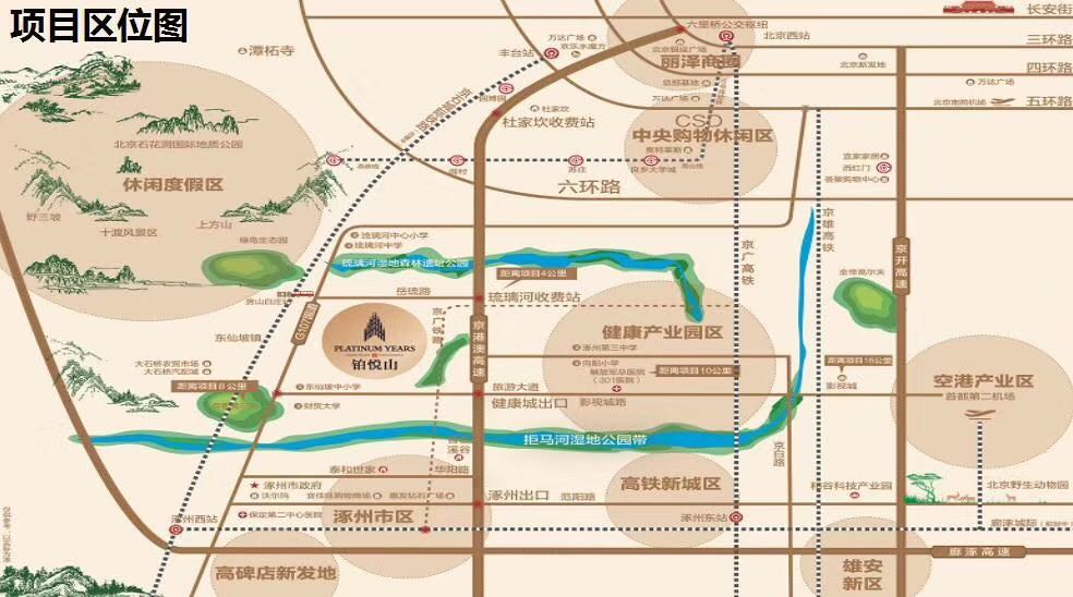 涿州距离北京近的楼盘涿州铂悦山楼盘开发商开发楼盘地段优势图