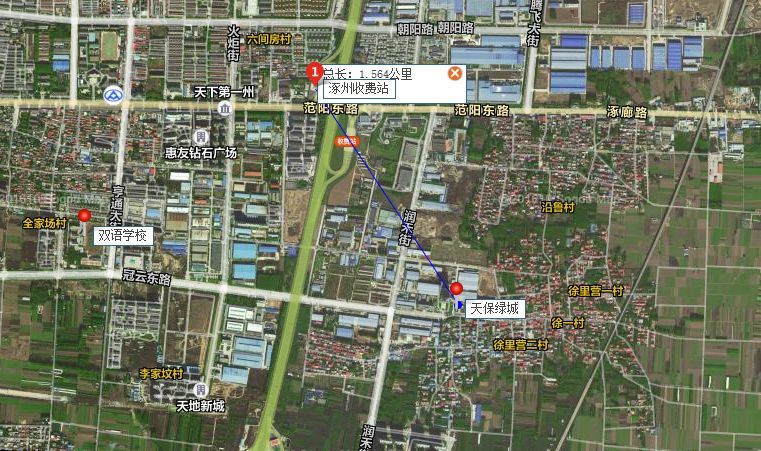 涿州天保绿城楼盘地理位置到东站的距离