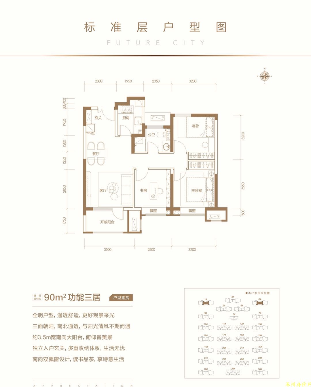 涿州中冶未来城90平米户型图